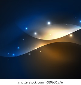 Vector abstract illuminated neon waves
