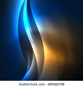 Vector abstract illuminated neon waves