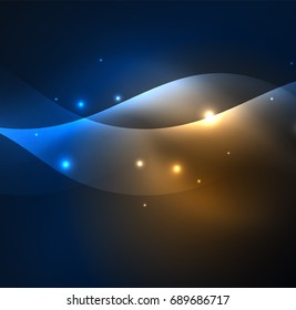 Vector abstract illuminated neon waves