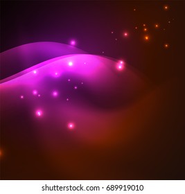 Vector abstract illuminated neon waves