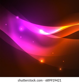 Vector abstract illuminated neon waves