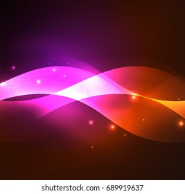 Vector abstract illuminated neon waves
