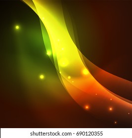 Olas de neón iluminadas abstractas vectoriales