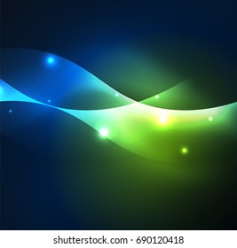 Abstrakte, beleuchtete Neonwellen