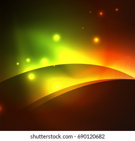 Vector abstract illuminated neon waves
