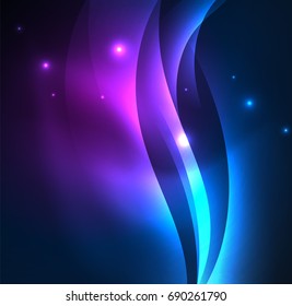Vector abstract illuminated neon waves