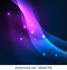 Vector abstract illuminated neon waves