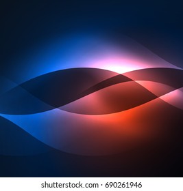 Olas de neón iluminadas abstractas vectoriales