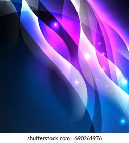 Vector abstract illuminated neon waves