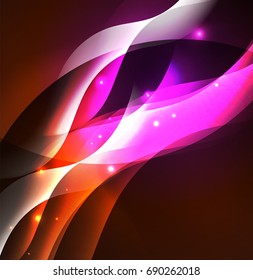 Vector abstract illuminated neon waves