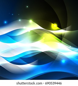 Vector abstract illuminated neon waves
