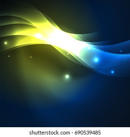 Vector abstract illuminated neon waves