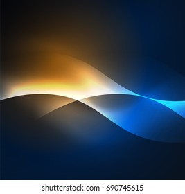 Vector abstract illuminated neon waves