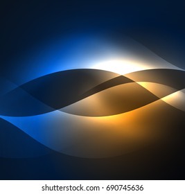 Vector abstract illuminated neon waves