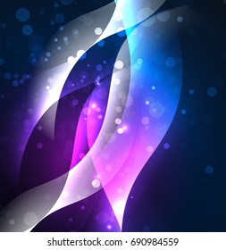 Vector abstract illuminated neon waves