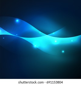Vector abstract illuminated neon waves