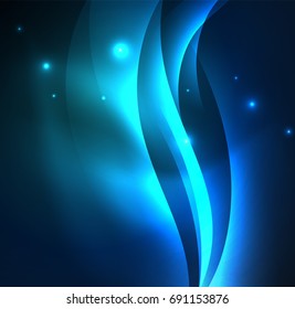Vector abstract illuminated neon waves