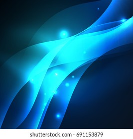Vector abstract illuminated neon waves