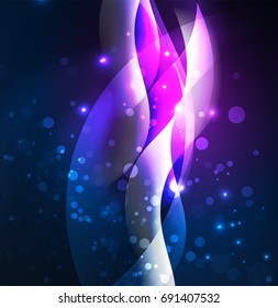 Vector abstract illuminated neon waves