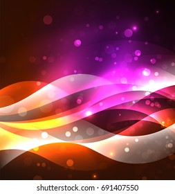 Vector abstract illuminated neon waves