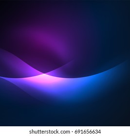 Olas de neón iluminadas abstractas vectoriales