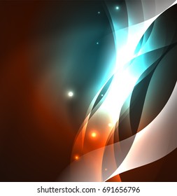 Olas de neón iluminadas abstractas vectoriales