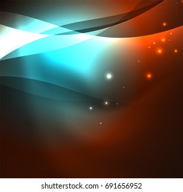 Vector abstract illuminated neon waves
