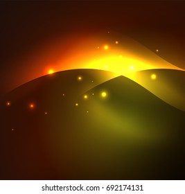 Vector abstract illuminated neon waves