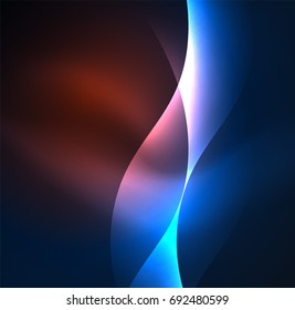 Olas de neón iluminadas abstractas vectoriales