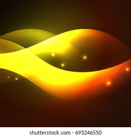 Vector abstract illuminated neon waves