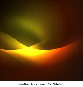 Vector abstract illuminated neon waves