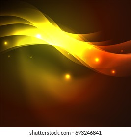 Vector abstract illuminated neon waves
