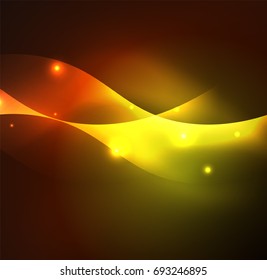 Vector abstract illuminated neon waves