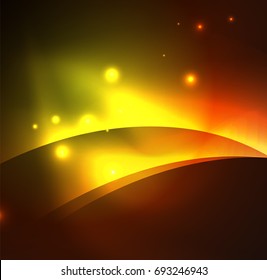 Ondas de néon iluminadas abstratas vetoriais