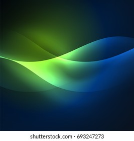 Vector abstract illuminated neon waves