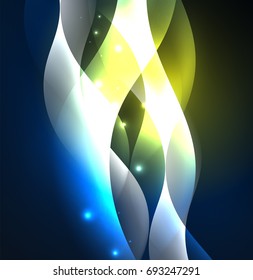 Vector abstract illuminated neon waves