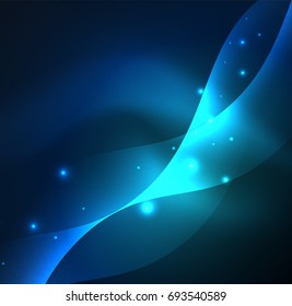 Vector abstract illuminated neon waves