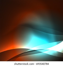 Vector abstract illuminated neon waves