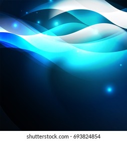 Vector abstract illuminated neon waves