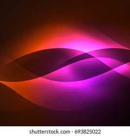 Vector abstract illuminated neon waves