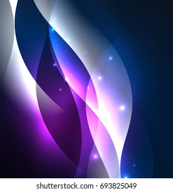 Vector abstract illuminated neon waves