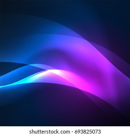 Olas de neón iluminadas abstractas vectoriales
