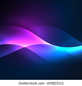 Vector abstract illuminated neon waves