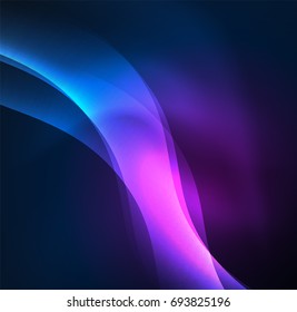 Vector abstract illuminated neon waves
