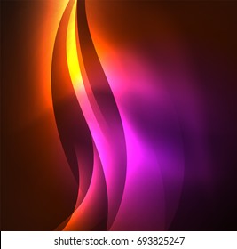 Vector abstract illuminated neon waves