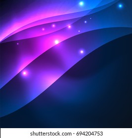 Olas de neón iluminadas abstractas vectoriales