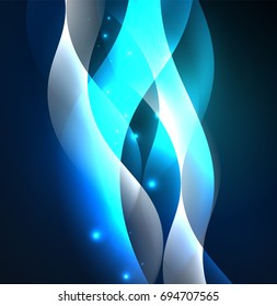 Vector abstract illuminated neon waves