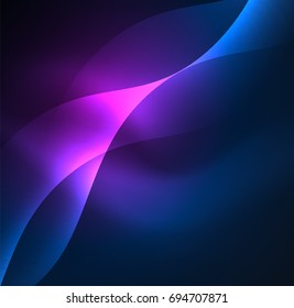 Vector abstract illuminated neon waves