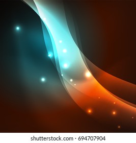 Vector abstract illuminated neon waves