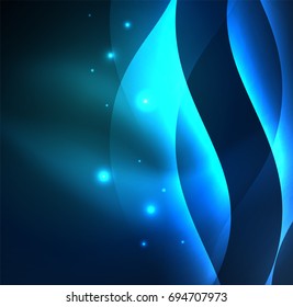 Vector abstract illuminated neon waves